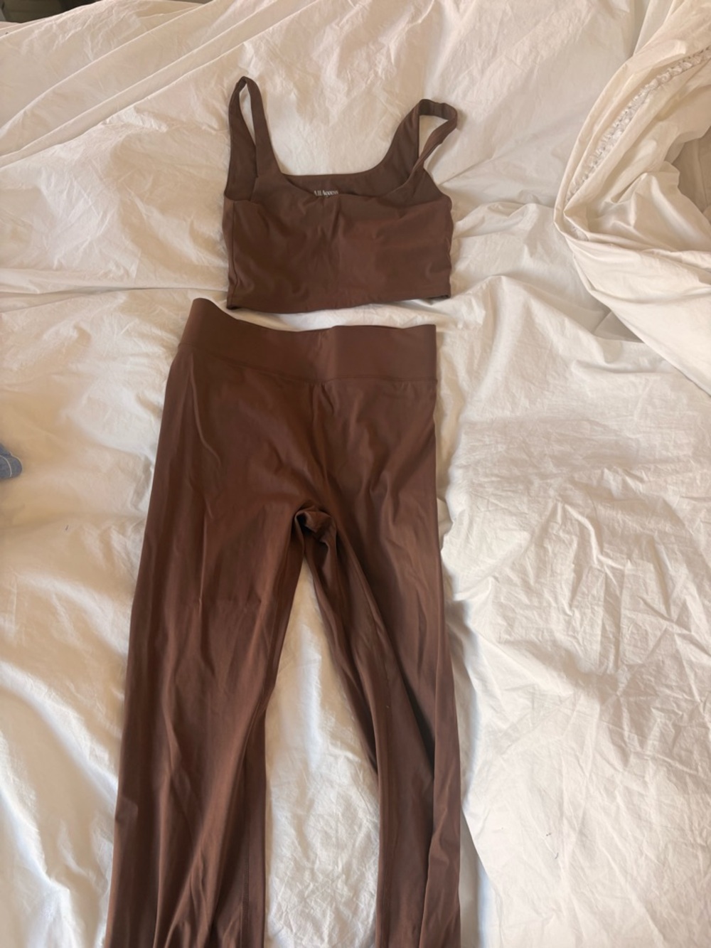 ALL ACCESS Brown Activewear Set - Crop Tank & Flared Leggings